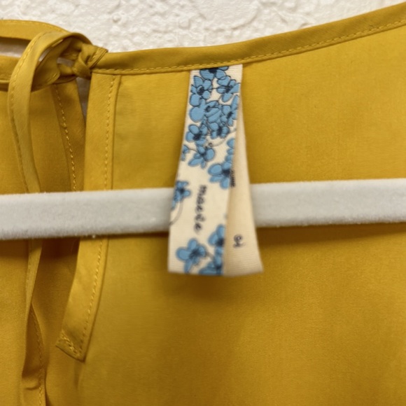 Anthropologie Maeve 100% Silk Ruffle Dress Mustard Yellow Size Large - Picture 4 of 7